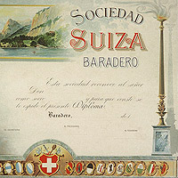 Certificat de membre de l'association, vers 1900. Archives de la Société Suisse de Baradero.